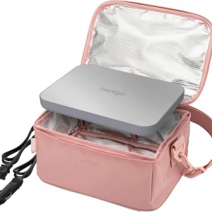 Bentgo Heat - Electric Lunch Bag & Food Warmer for Reheating Meals in Car, at Work & More - Heated Lunch Box Warmer for Adults, Students & Shift Workers, 12V/24V Auto & 120V Wall Cords (Blush)