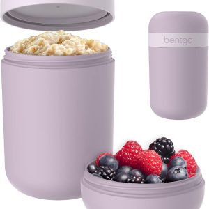 Bentgo Snack Cup - Reusable Snack Container with Leak-Proof Design, Toppings Compartment, and Dual-Sealing Lid, Portable & Lightweight for Work, Travel, Gym - Dishwasher Safe (Orchid)