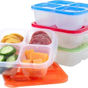 Bentgo Easyboxes 4-Compartment Snack Containers - 8-Piece Set with 4 Trays & 4 Custom-Fit Lids to Seal in Freshness - Reusable Food Storage & Meal Prep Bento BPA-Free Containers (Classic)