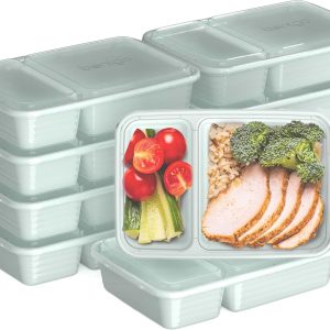 Bentgo 20-Piece Lightweight, Durable, Reusable BPA-Free 2-Compartment Containers - Microwave, Freezer, Dishwasher Safe - Mint